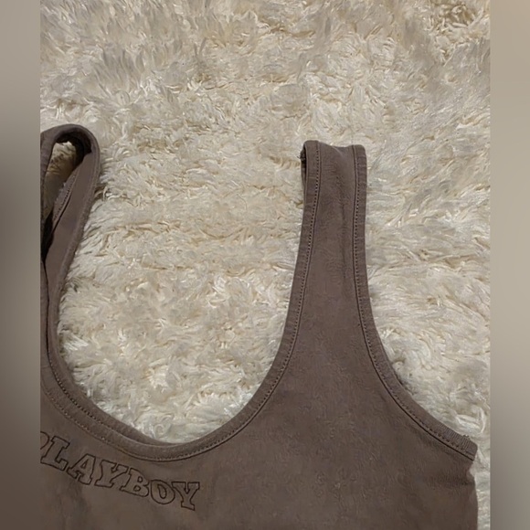 PLAYBOY (PacSun) Brown Fitted Crop Tank Top - Picture 4 of 5